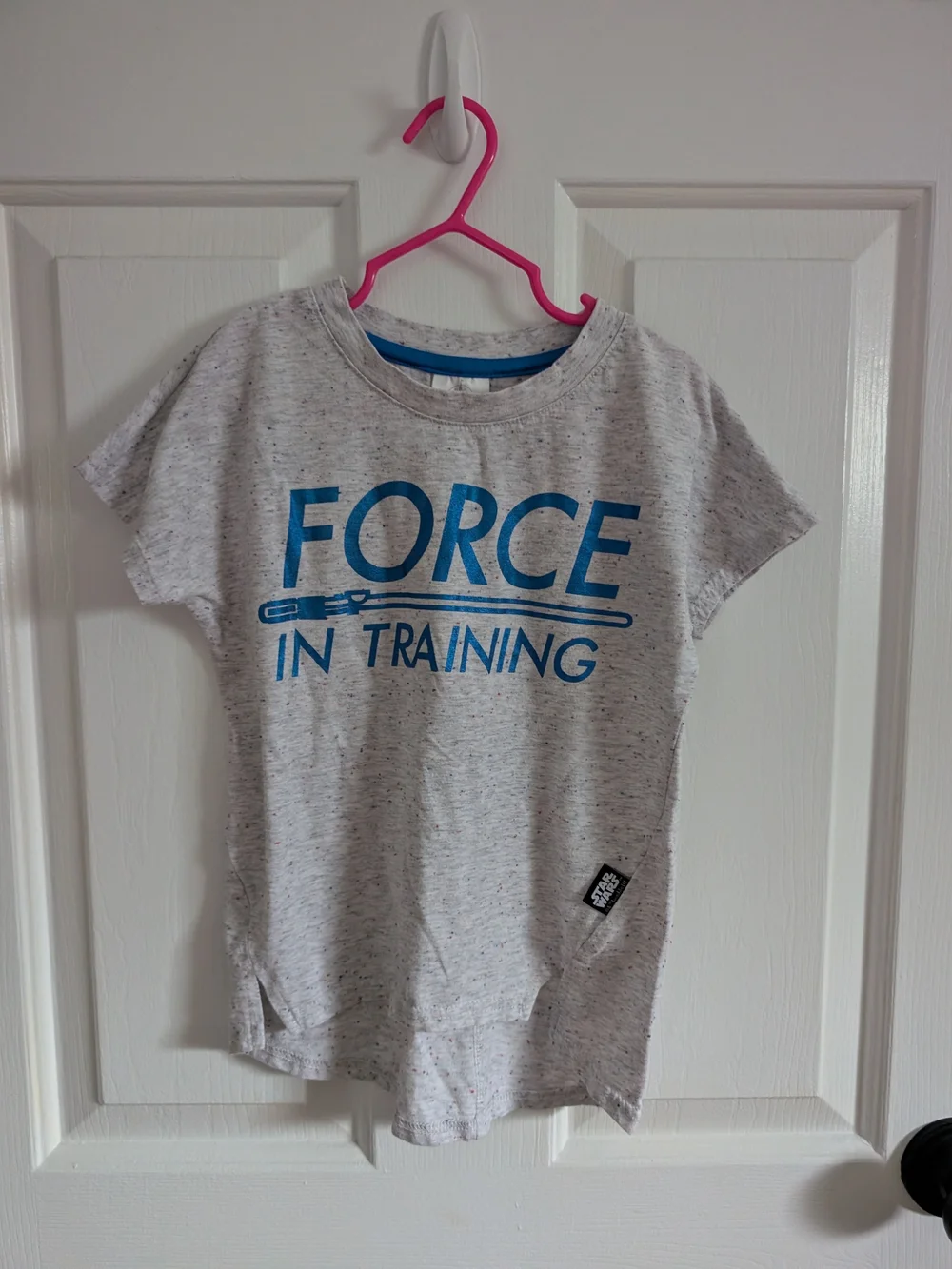 Disney Girls Star Wars Gray Blue 'Force in Training' Graphic T Shirt Size 5/6